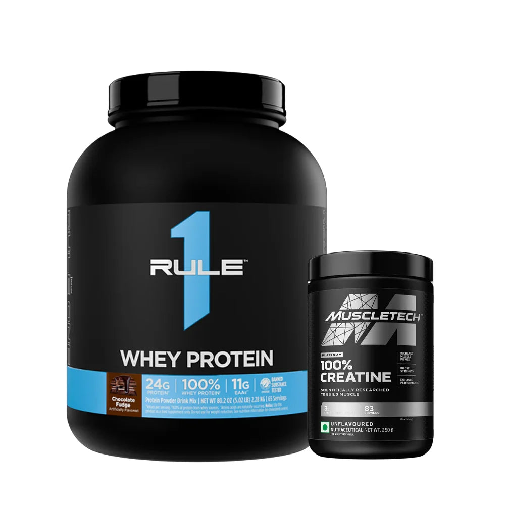 Rule 1 Whey Protein + MuscleTech 100% Creatine Combo Pack