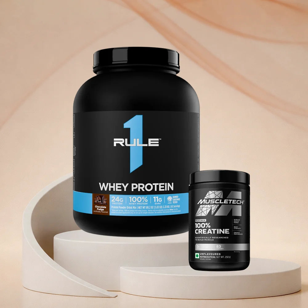 Rule 1 Whey Protein + MuscleTech 100% Creatine Combo Pack