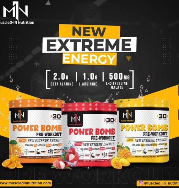 MuscleD-IN Nutrition Power Bomb Pre-Workout – 30 Servings for Energy, Focus & Performance