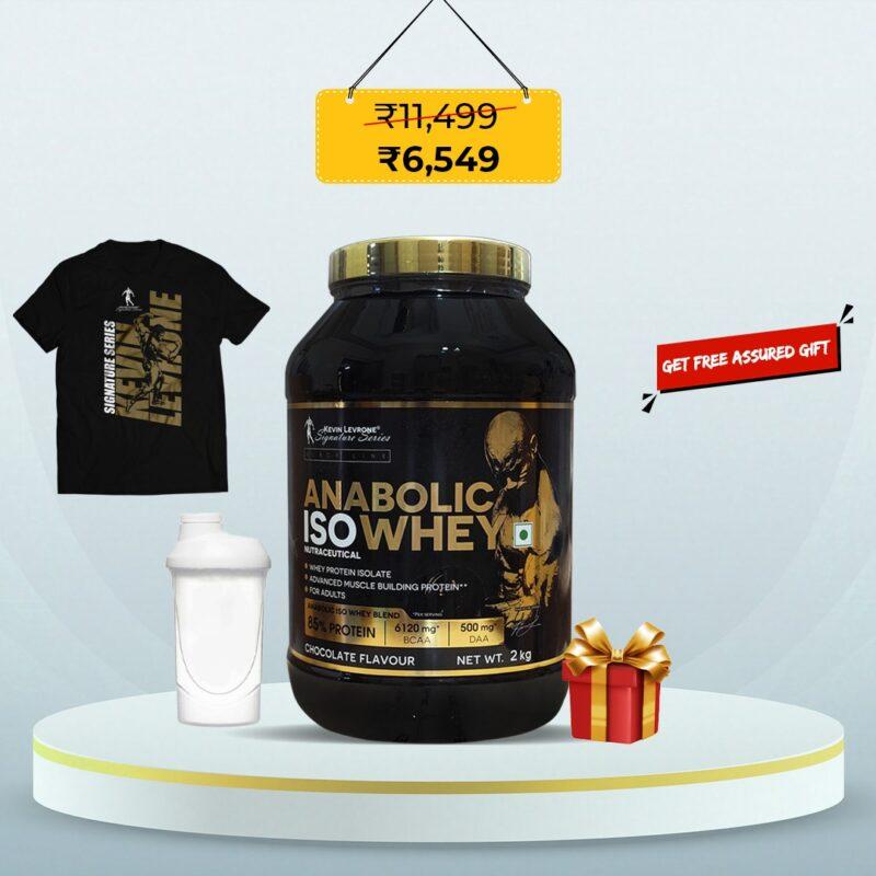 Kevin Levrone Anabolic ISO Whey 2kg Chocolate + Shaker, T-Shirt & Gift