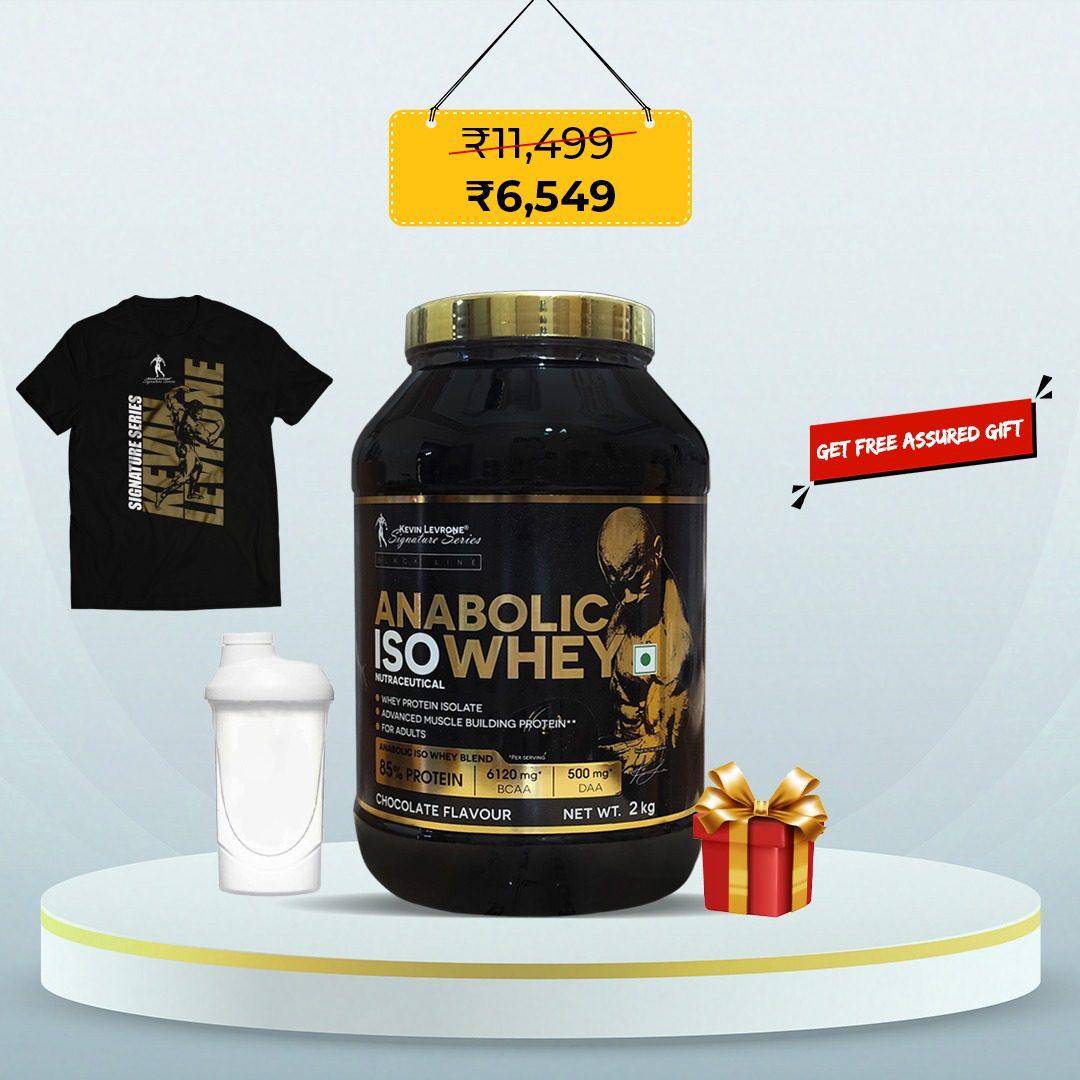 Kevin Levrone Anabolic ISO Whey 2kg Chocolate + Shaker, T-Shirt & Gift